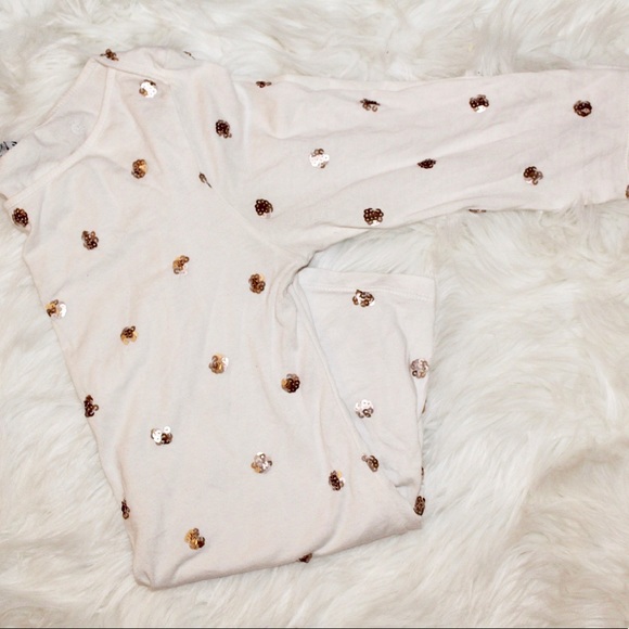 Old Navy Tops - 3/4 Sleeve Old Navy Shirt with Rose Gold Sequins